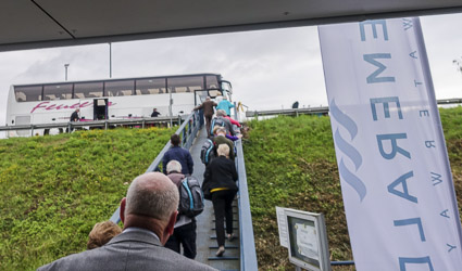 Passengers disembarking from EMERALD STAR