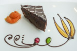 Brownie with apricot chutney