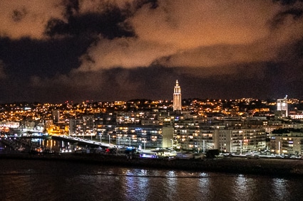 Evening cruise-ship departure from Le Havre