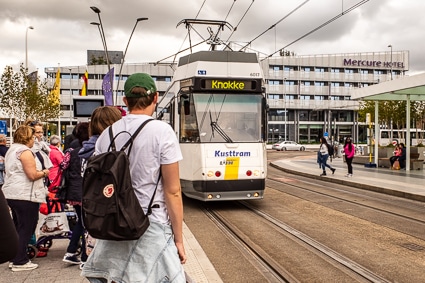 Kusttram to Knokke arriving in Blankenberge