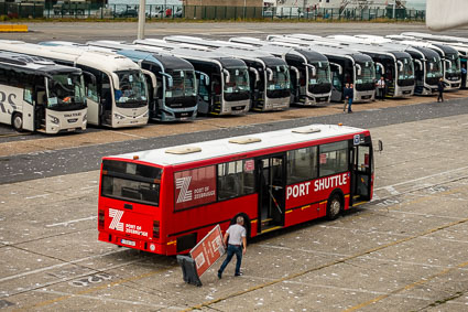 Shuttle bus and tour buses in Port of Zeebrugge