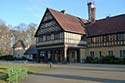 Hotel Schloss Cecilienhof entrance with bench