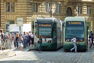 Rome's no 8 tram at Torre Argentina