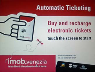 ACTV ticket machine opening screen