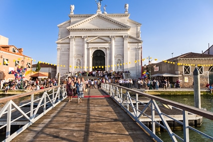 Bridge to Redentore church during Feastl of the Redeemer