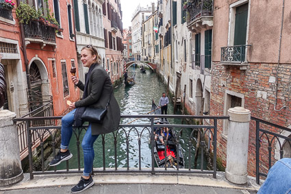 Venice canal with gondolas