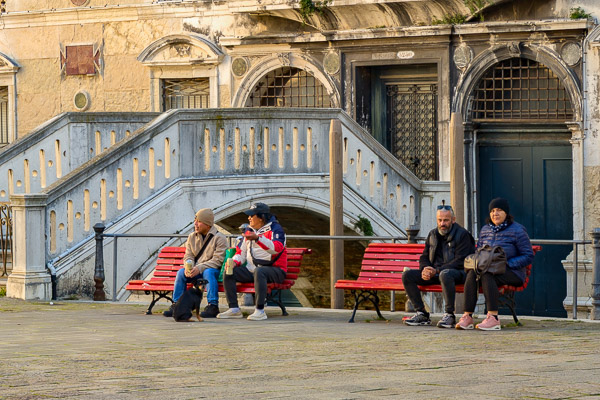 Bench on Campo Santa Maria Formosa, Venice, Italy.